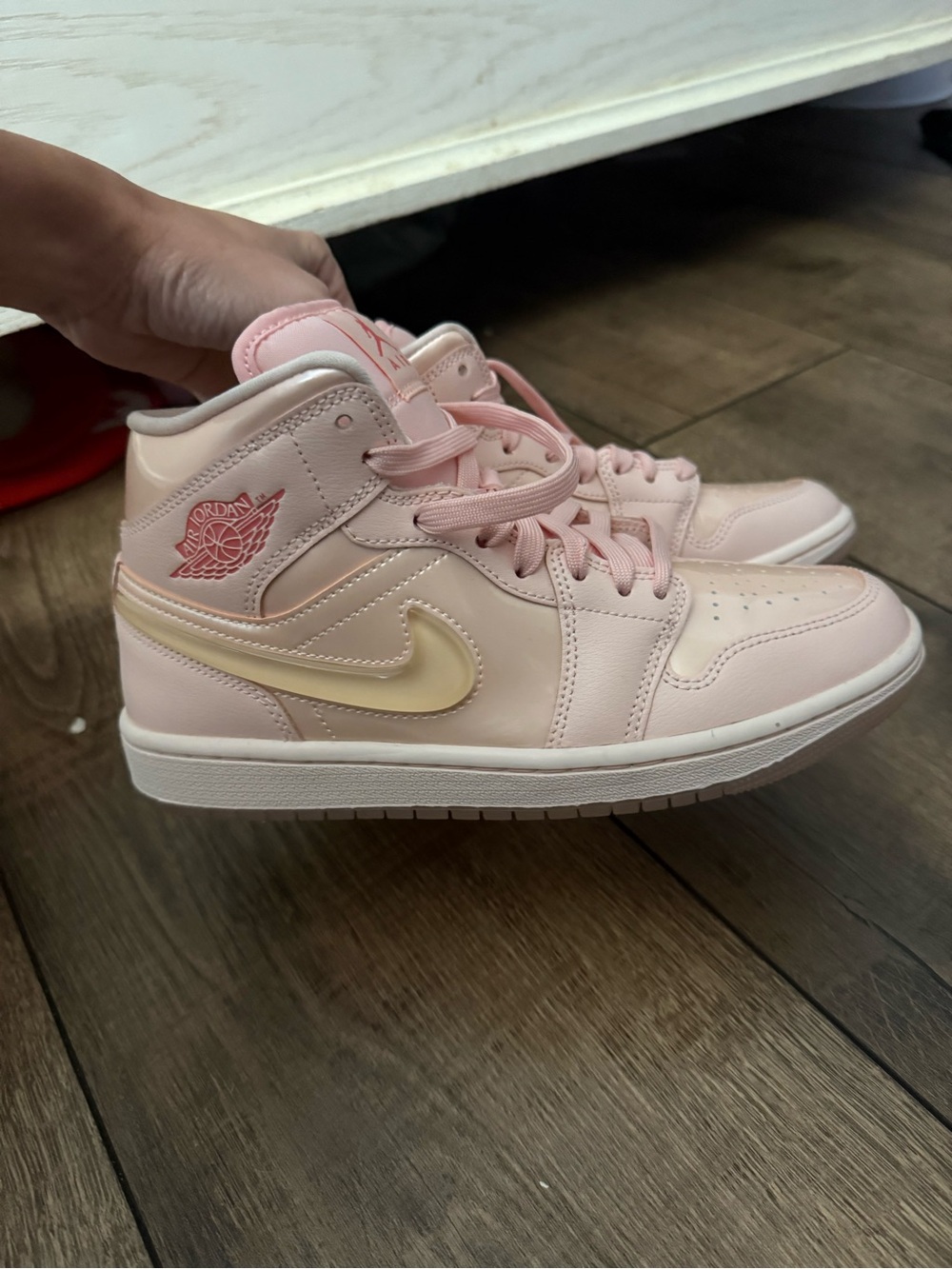 Nike Women's Pink and Cream High-Top Sneakers